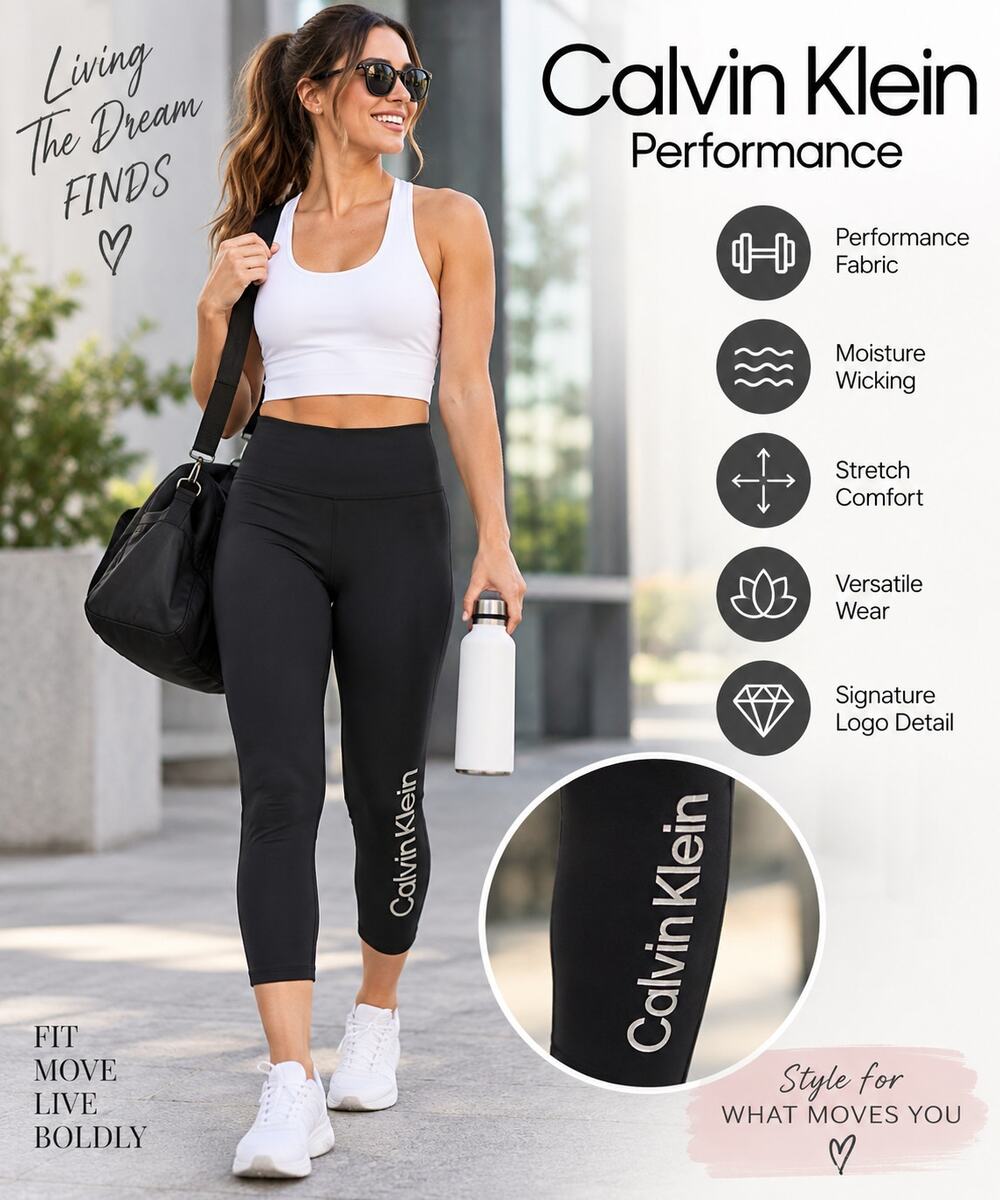Calvin Klein Performance Women’s 2X Black Cropped Leggings Stretch Activewear